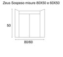 Mobile Lavatoio Sospeso Vasca Zeus in MineralMarmo Apertura a Cassettone 60x48x50 cm Bianco Latte