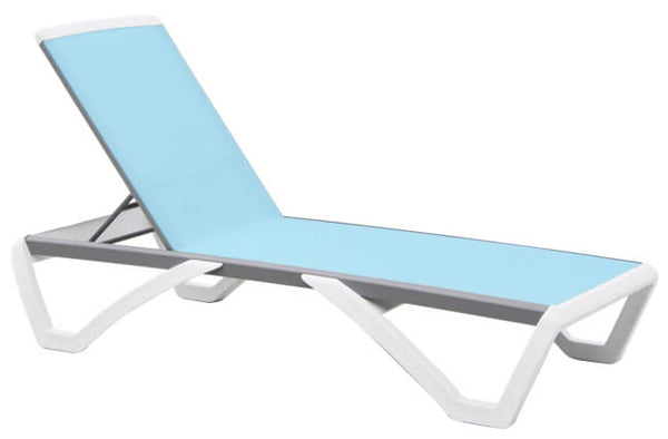 Transat de jardin en aluminium et textilène Taddei Positano bleu clair sconto