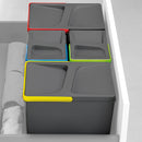Pattumiera Differenziata 3 Contenitori per Cassettone 60x26,6 cm con Base Emuca Grigio Antracite