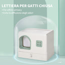 Lettiera per Gatti Chiusa 50x40x40 cm con Deodoranti Vassoio e Paletta Verde e Bianco  