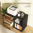 Mobile per Stampante con 3 Cassetti 2 Ripiani Aperti e Foro Passacavi 80x40x65,5 cm in MDF Marrone e Nero