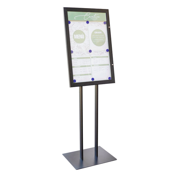 Espositore a Leggio con Piantana 51,4x79 cm in Alluminio Porta Menù Nera