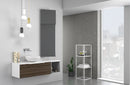Mobile Bagno Sospeso 135 cm Lavabo e Specchio TFT Mactan Destra Bianco Noce e Grigio