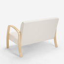 Divano 2 Posti 112x70x80 cm in Legno e Tessuto Bianco