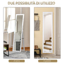 Specchio a Figura Intera da Terra o a Parete 37x37x154 cm in Legno e Vetro Bianco   