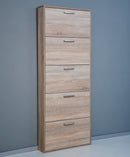 Scarpiera Salvaspazio 5 Ante 15 Paia 65x15x164 cm in Truciolare Nobilitato Rovere Sonoma