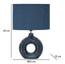 Lampada da Tavolo Seta Blu 28,5x15x43 cm in Ceramica e Ferro e Tessuto Blu      