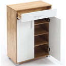 Scarpiera Mobile Salvaspazio 2 Ante 1 Cassetto 63x33x95h cm in Melaminico Venato a Rilievo Rovere e Bianco