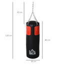 Set Sacco da Boxe per Adulti 30x30x120 cm da Appendere con Guantoni e Ganci in PVC e Acciaio Nero Rosso      
