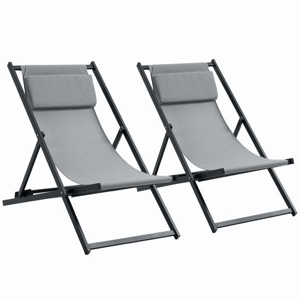 sconto Set 2 Sedie Sdraio 96,5x58x91,5 cm in Alluminio Grigio