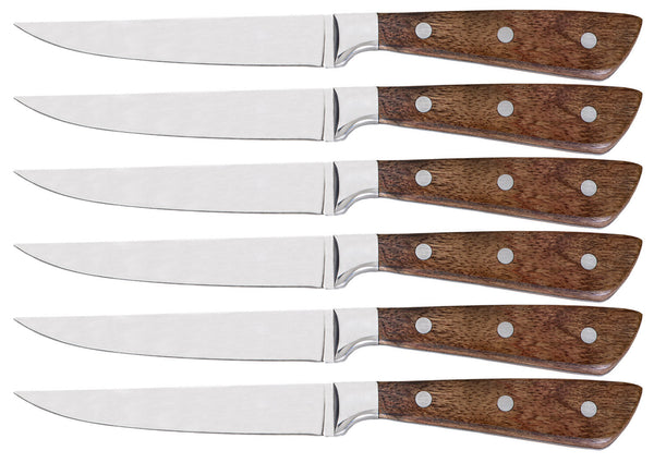 acquista Walker Set de 6 Couteaux de Table Lame Lisse en Bois et Inox