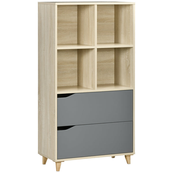 Libreria con 2 Cassetti 70,2x35x130 cm in Truciolato e MDF Naturale e Grigio acquista