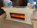 Camino Elettrico da Pavimento 70x180x33 cm Effetto Fiamma 1500W Frankfurt Long Bianco