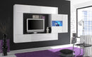 Parete Attrezzata Mobili Soggiorno 3 Pensili 1 Vetrina in Melaminico Laccato 272x36x200cm TFT Primo Bianco