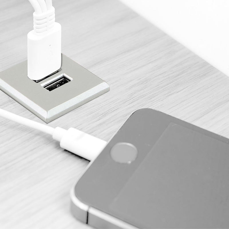 Connettore Quadrato a Incasso 2 Usb 37 mm Plastica Nero Emuca