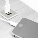 Connettore Quadrato a Incasso 2 Prese Usb 37 mm Plastica Grigio Metallizzato Emuca