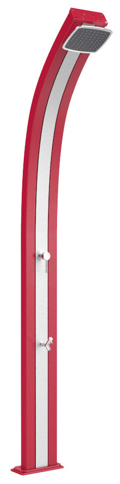 prezzo Doccia Solare da Esterno Giardino 30L Miscelatore e Lavapiedi Arkema Spring Fascia Inox Cherry
