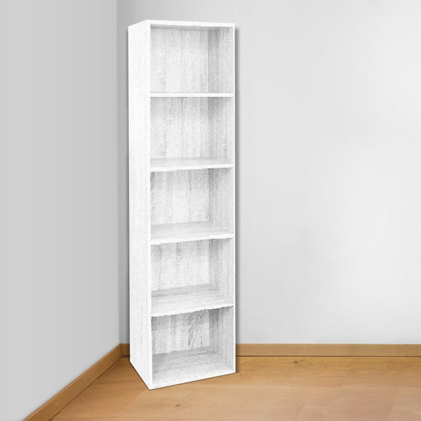 sconto Bibliothèque colonne 40x29x172H cm en bois peu encombrant avec 5 étagères blanches