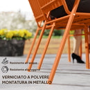 Set 4 Sedie da Giardino 56x66x91 cm Impilabili in Acciaio e PPArancione      