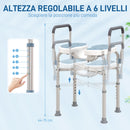 Sgabello da Doccia con Seduta Scanalata e Braccioli Altezza Regolabile e Piedini Antiscivolo Azzurro    
