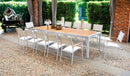 Tavolo Allungabile da Giardino 200/300x100x76 cm Lanzarote in Alluminio e Doghe in Teak Bianco