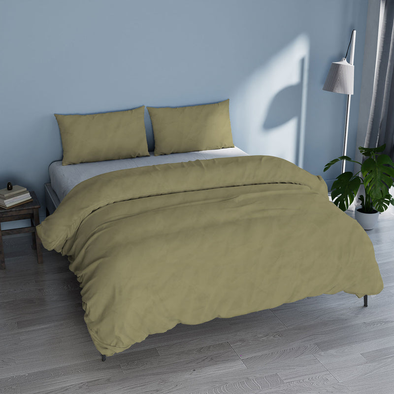 Copripiumino con Sacco e Federe Linea Water Washed Ocra