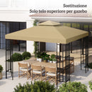 Tetto di Ricambio per Gazebo 3x3 m a 2 Livelli e Resistente ai Raggi UV Beige      