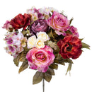 Set 2 Bouquet Artificiale Composta da Rose e Ortensie Altezza 34 cm Viola