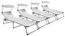 Set 4 Lettini Prendisole da Giardino Pieghevole 193x59x30 cm in Alluminio e Textilene Avorio