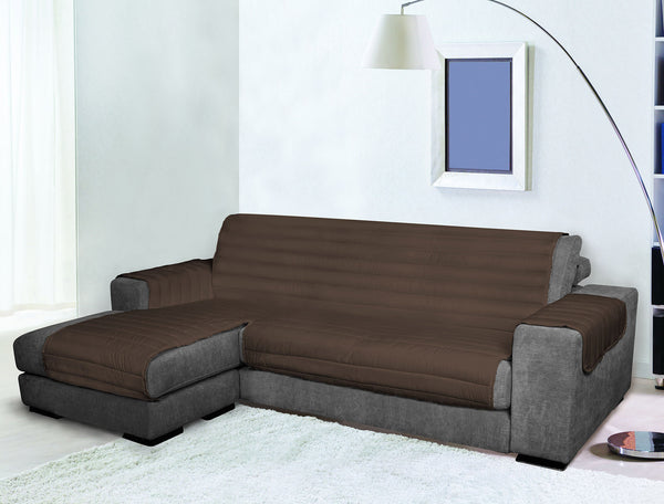 acquista Housse de canapé matelassée avec siège péninsule gauche en microfibre marron différentes tailles
