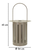 Lanterna Saturno Tortora Ø24x43 cm in Metallo e Vetro Grigio tortora      
