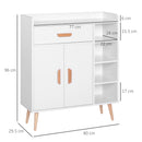 Madia Mobiletto Soggiorno con Piedi in Legno di Pino Bianco 80x29.5x96 cm 