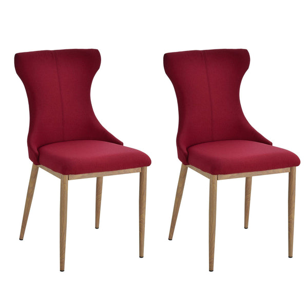 prezzo Lot de 2 Chaises Rembourrées en Acier et Polyester 45x57,5x87,5 cm Rouge