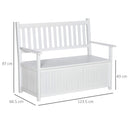 Panchina da Giardino 2 Posti 123,5x66,5x97 cm con Contenitore in Legno Bianco