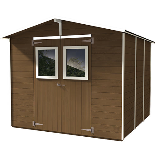 acquista Abri Box Abri en Bois de Noyer pour Outils avec 2 Portes et Fenêtres 238X305X214Cm 