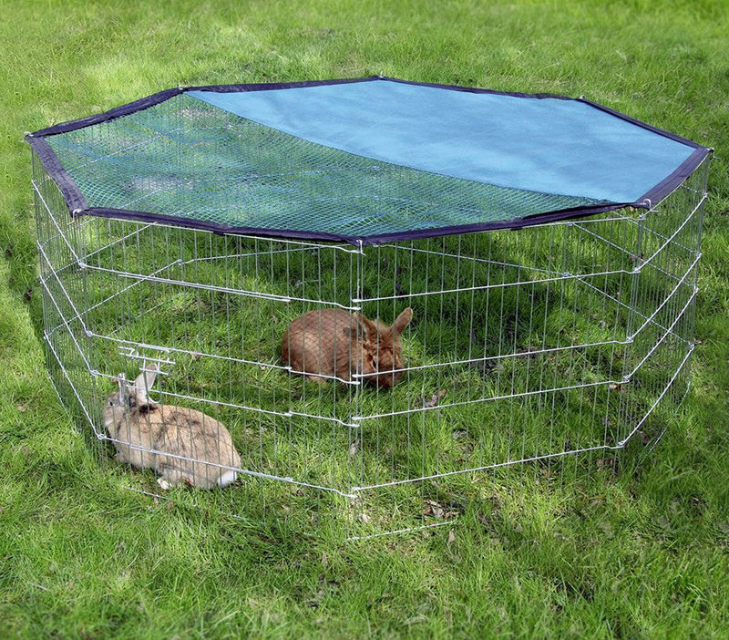 Recinto ottagonale da esterno per animali piccola taglia con parasole