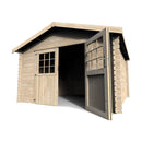 Casetta Box da Giardino per Attrezzi 3,45x3,42m Senza Pavimento in Legno Abete 28mm Flovene N1