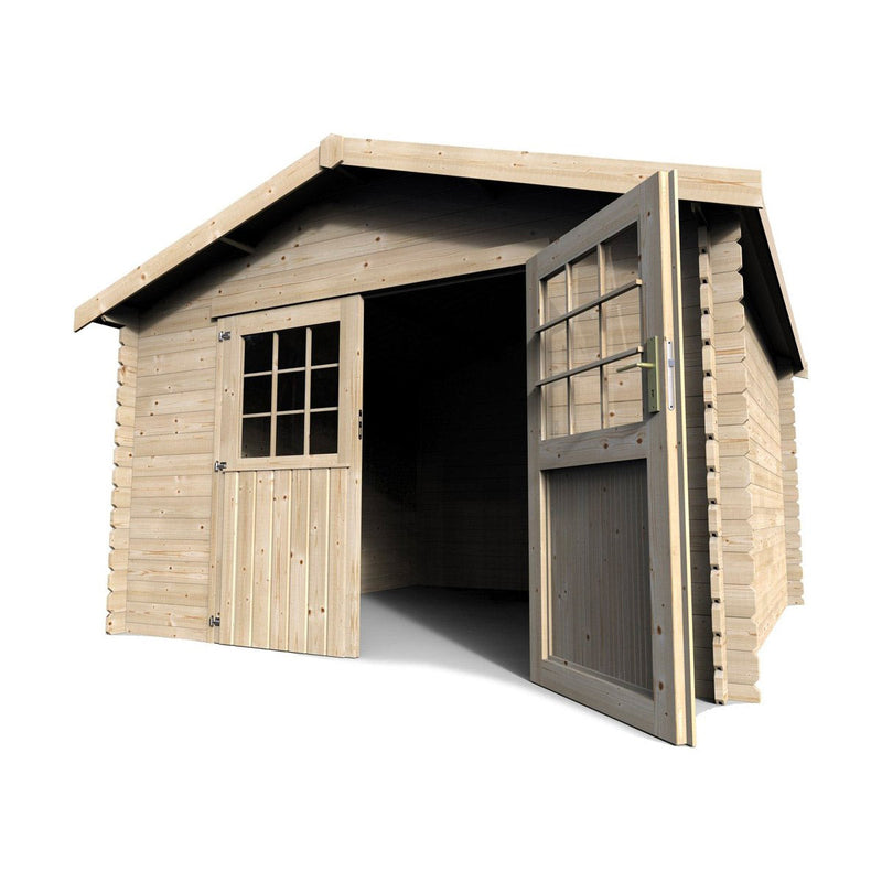 Casetta Box da Giardino per Attrezzi 3,45x3,42m Senza Pavimento in Legno Abete 28mm Flovene N1