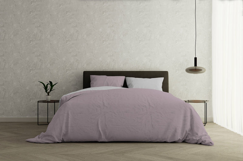 Copripiumino con Sacco e Federe Doubleface Rosa Antico\/Grigio Chiaro