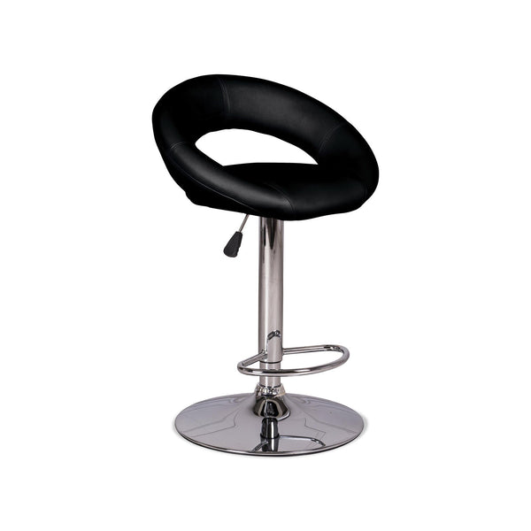 sconto Tabouret avec assise à base chromée en similicuir noir 53x48x80/96 cm Stones Kolby Om/127/N