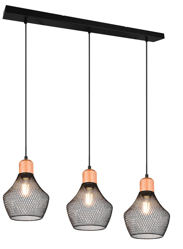 sconto Lampada a Sospensione da Interno Attacco E27 in Metallo Nero Opaco