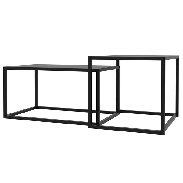 Set 2 Tavolini Soggiorno Impilabili in Acciaio Nero sconto