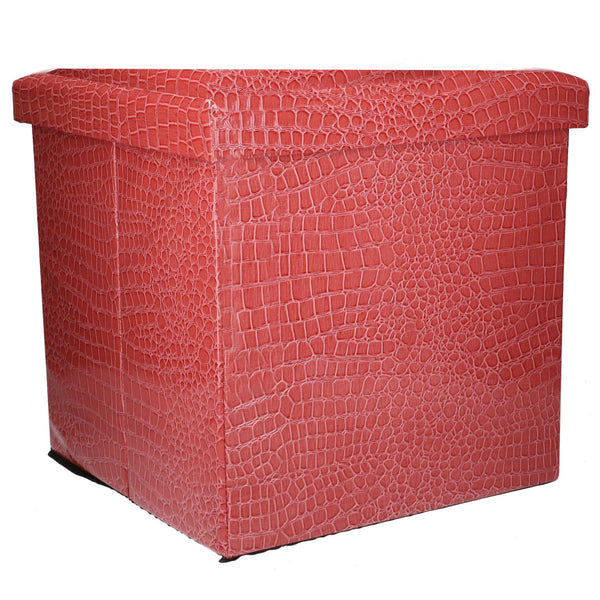 Pouf de rangement 30x30xh30 cm en simili cuir rose prezzo
