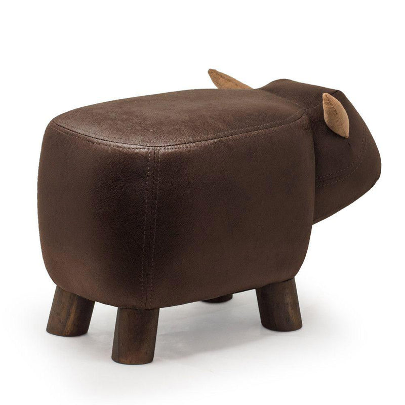 Sgabello Pouf Poggiapiedi per Bambini 50x23x27 cm Bisonte Marrone Divina Home