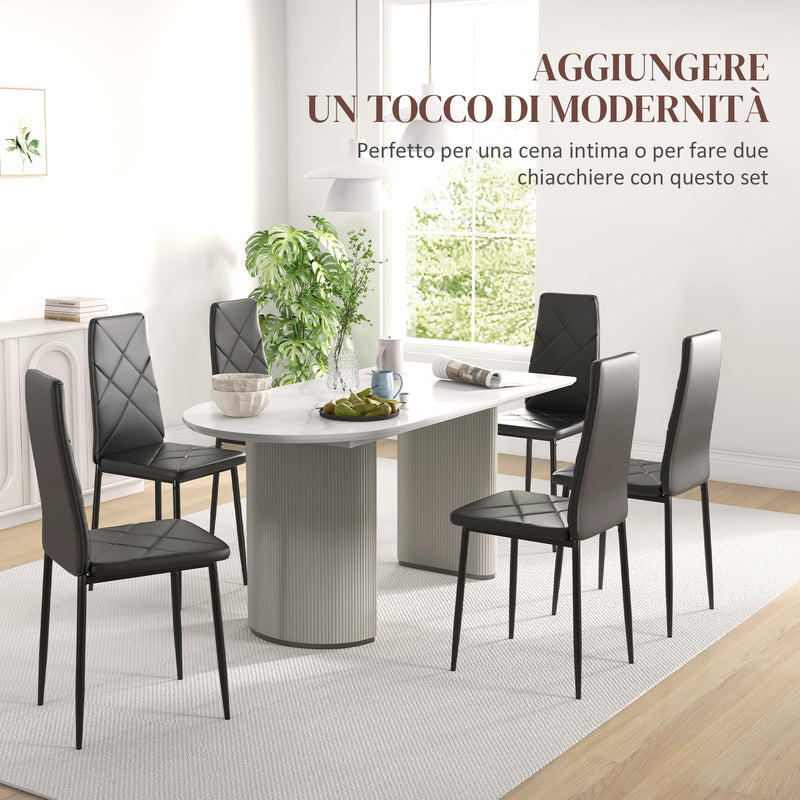 Set 6 Sedie da Pranzo Moderne Schienale Alto Cuciture a Diamante 41x50x97 cm Nero  