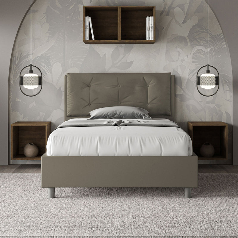 Letto 1 Piazza E Mezzo Imbottito in Similpelle Annalisa Large Cappuccino Varie Misure