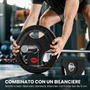 Set di Dischi Pesi 2x15 kg Ø34x5 cm con Foro 5 cm e 3 Impugnature in Acciaio e Plastica Nero      