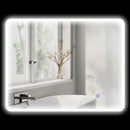 Specchio da Bagno 70x90 cm LED Bluetooth con Interruttore Touch Luce 3 Colori Anti-appannamento Argento      
