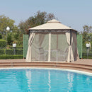 Gazebo da Giardino in Ferro 3x3xH2,90m Rama Giunone Ecrù