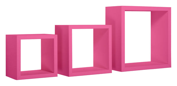 prezzo Set 3 Mensole da Parete Cubo in Fibra di Legno Rubic Fuxia